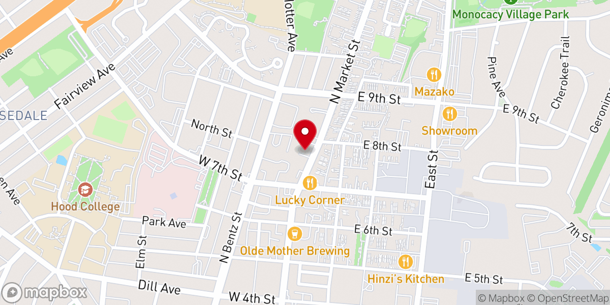 Map showing location of Frederick Friends Meeting