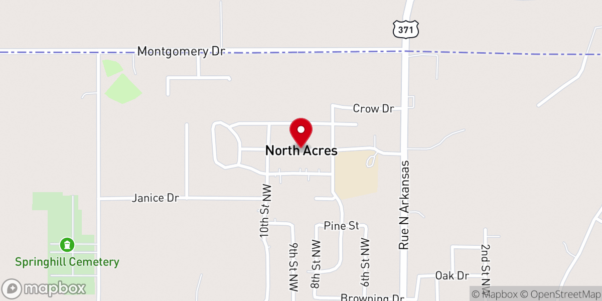 Map showing location of North Acres