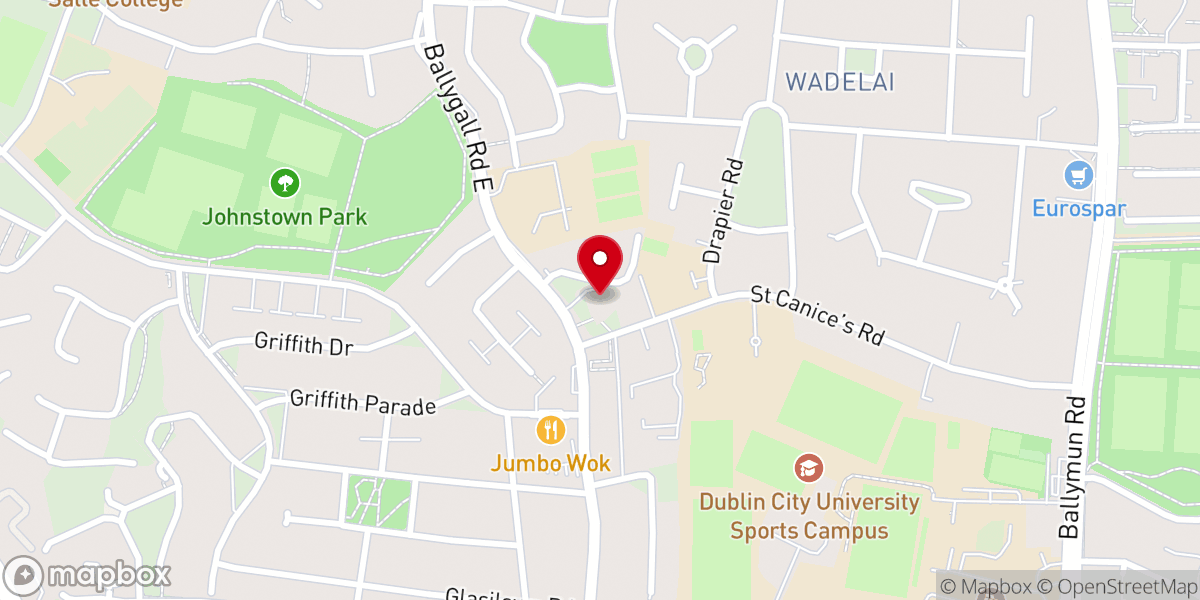 Map showing location of Our Mother of Divine Grace Church, Ballygall