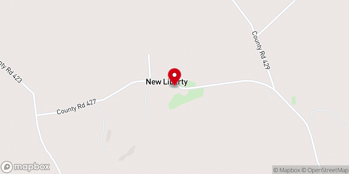 Map showing location of New Liberty Baptist Church