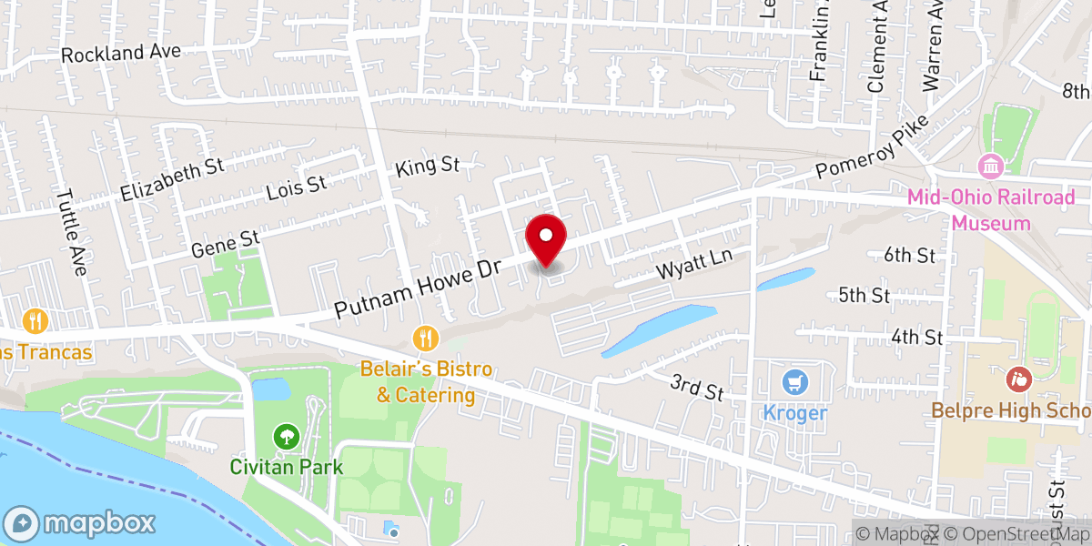 Map showing location of Belpre Church of the Nazarene