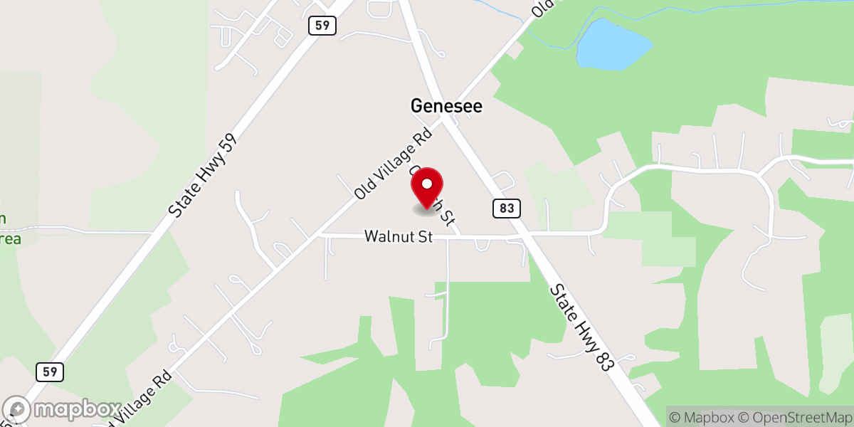 Map showing location of Genesee Church