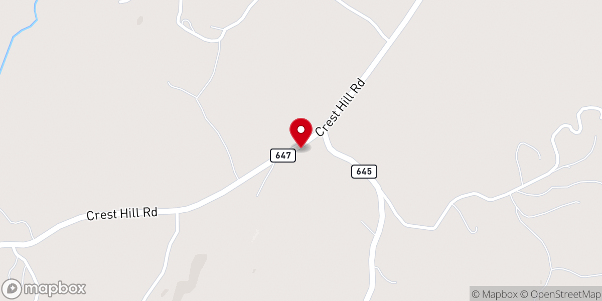 Map showing location of Crest Hill Baptist Church