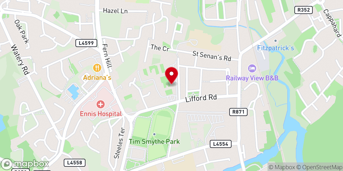 Map showing location of St. Joseph's Hospital