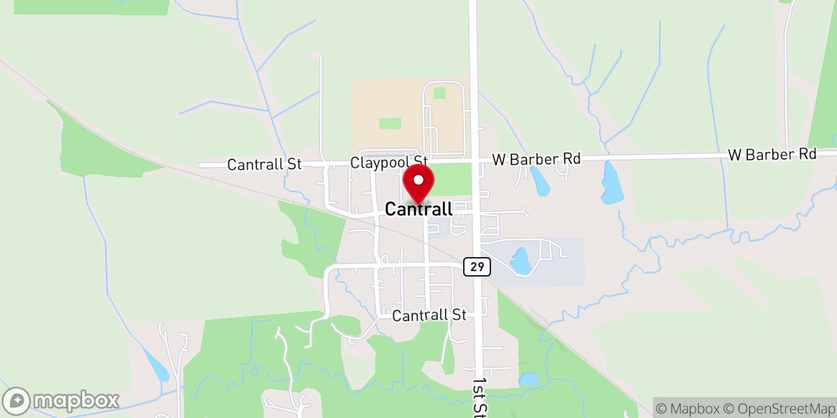 Map showing location of Cantrall