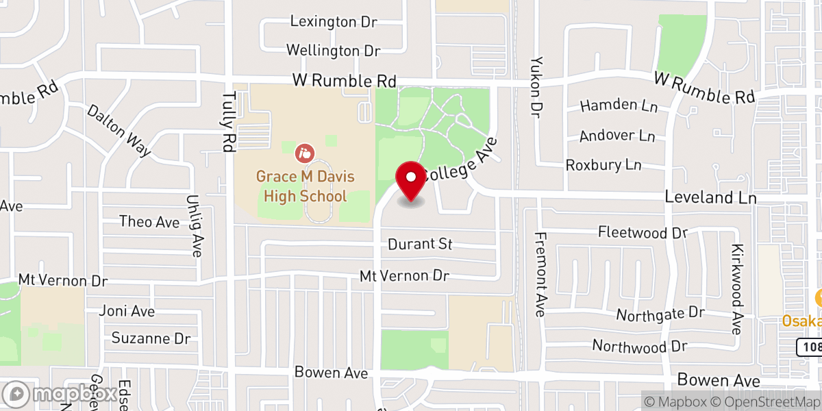 Map showing location of Modesto Christian Reformed Church