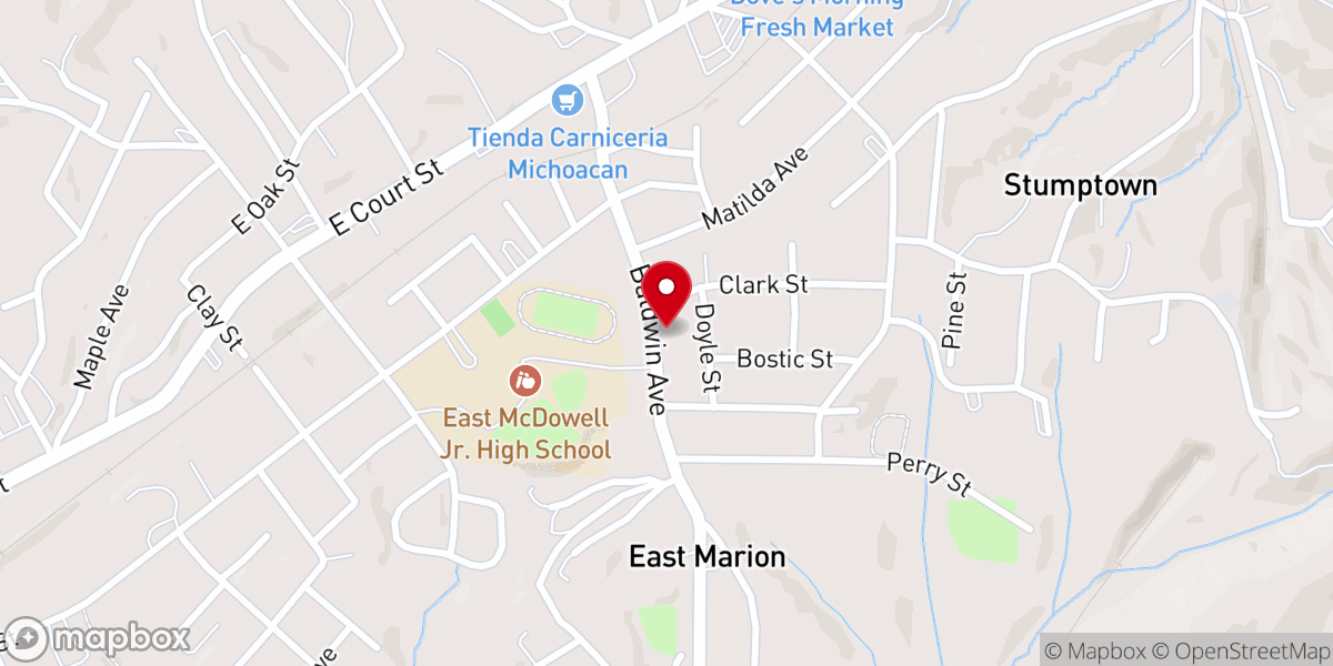 Map showing location of East Marion Pentecostal Hlnss