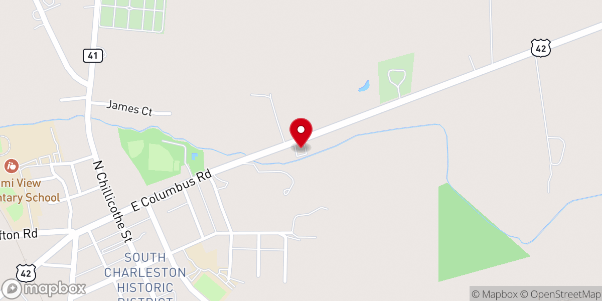Map showing location of South Charleston Free Will Baptist Church