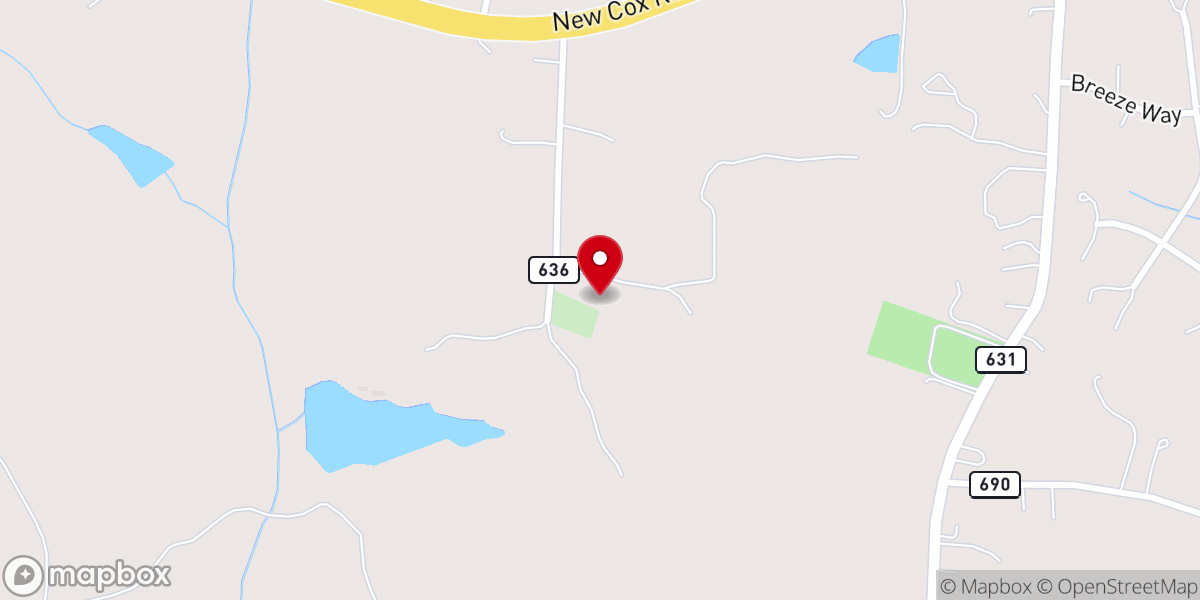 Map showing location of Rocky Branch Baptist Church