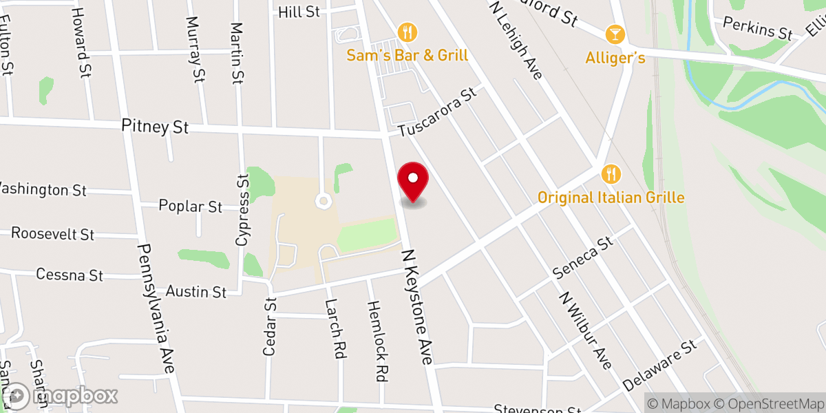 Map showing location of Sayre First Church of God