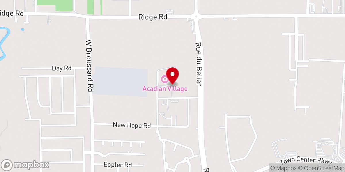 Map showing location of LARC's Acadian Village