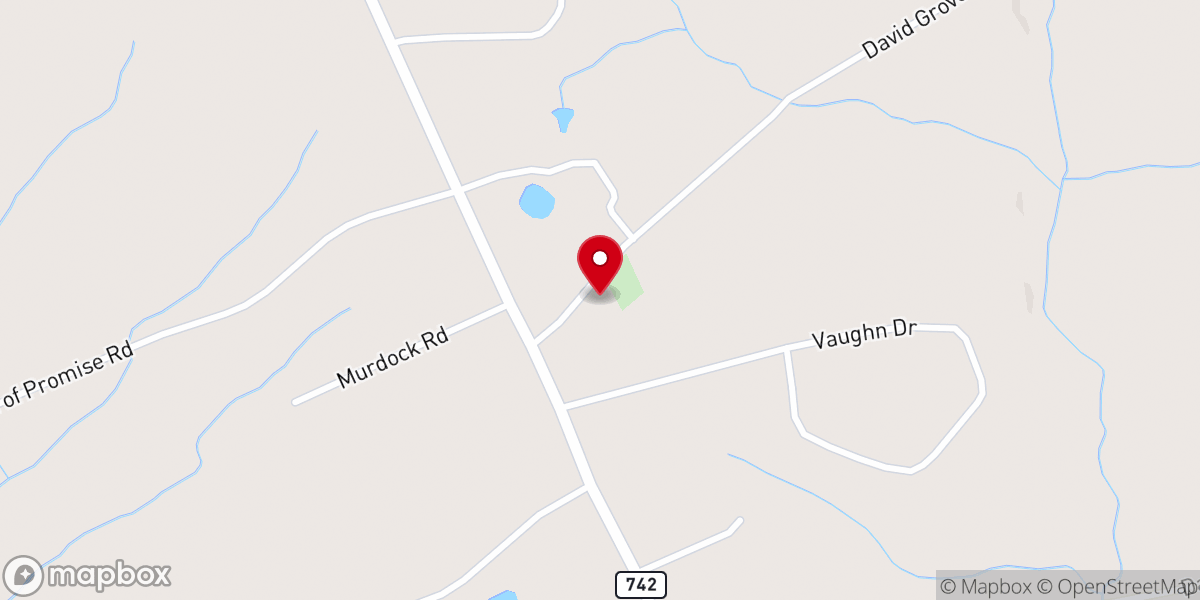 Map showing location of David Grove Baptist Church