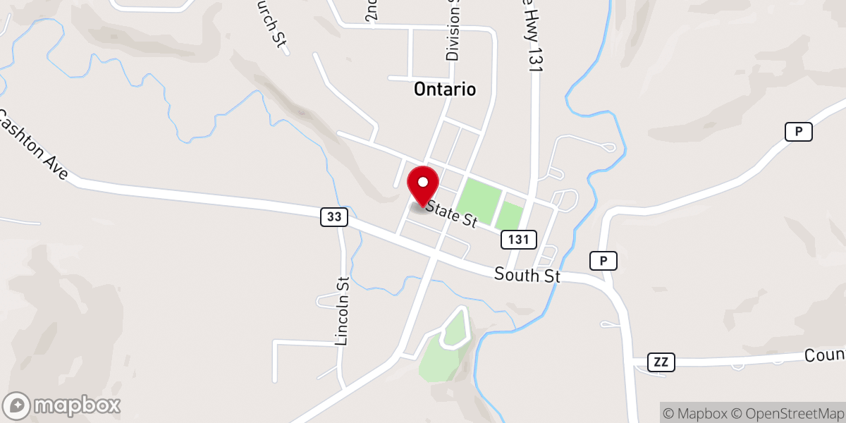 Map showing location of Village of Ontario