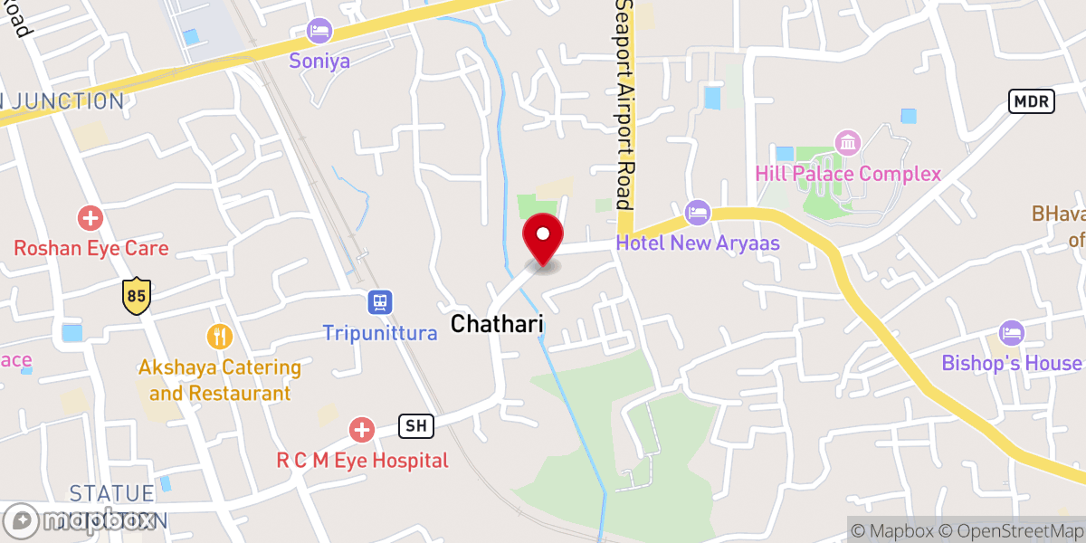 Map showing location of Sharon Fellowship Church,Kariganchira, Thrippunithura