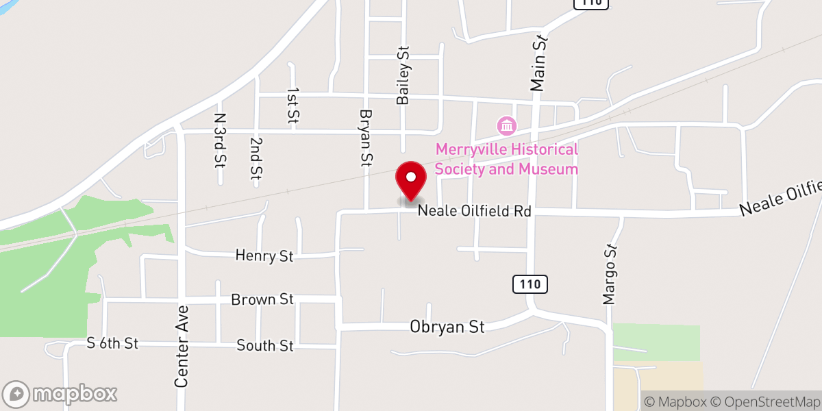 Map showing location of Merryville United Methodist Church