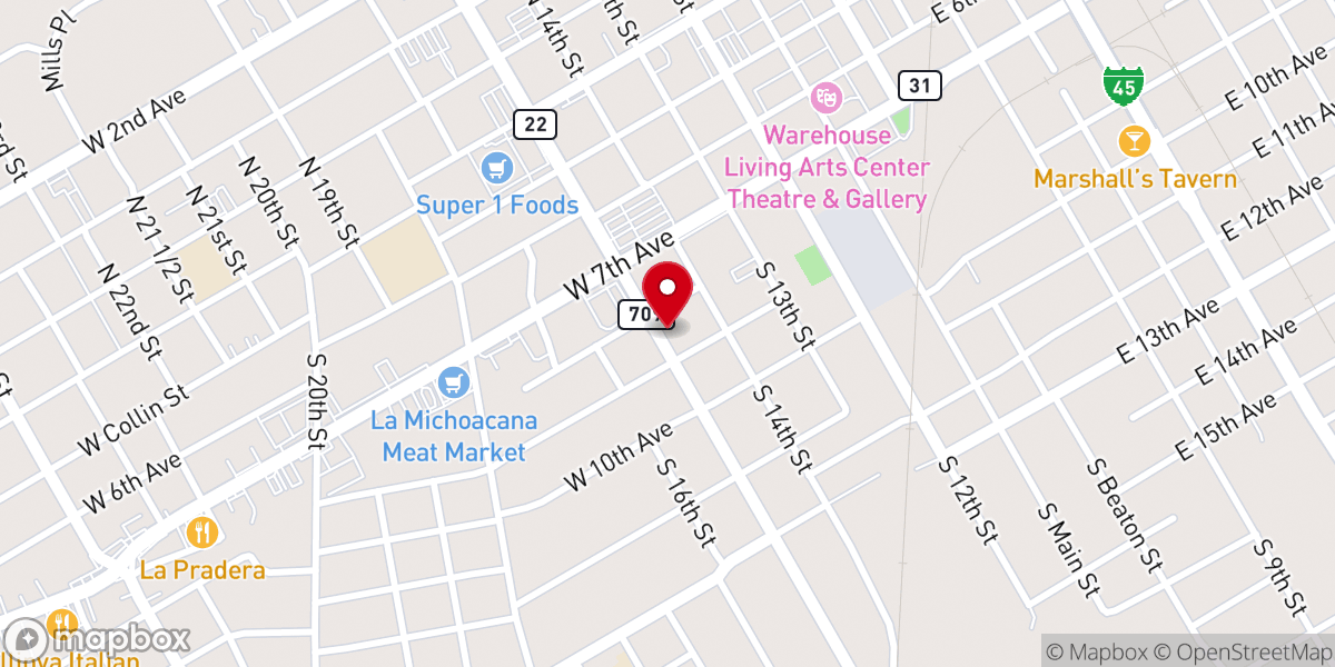 Map showing location of Corsicana Missionary Baptist Church