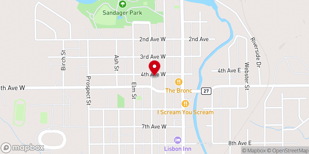 Map showing location of First Baptist Church