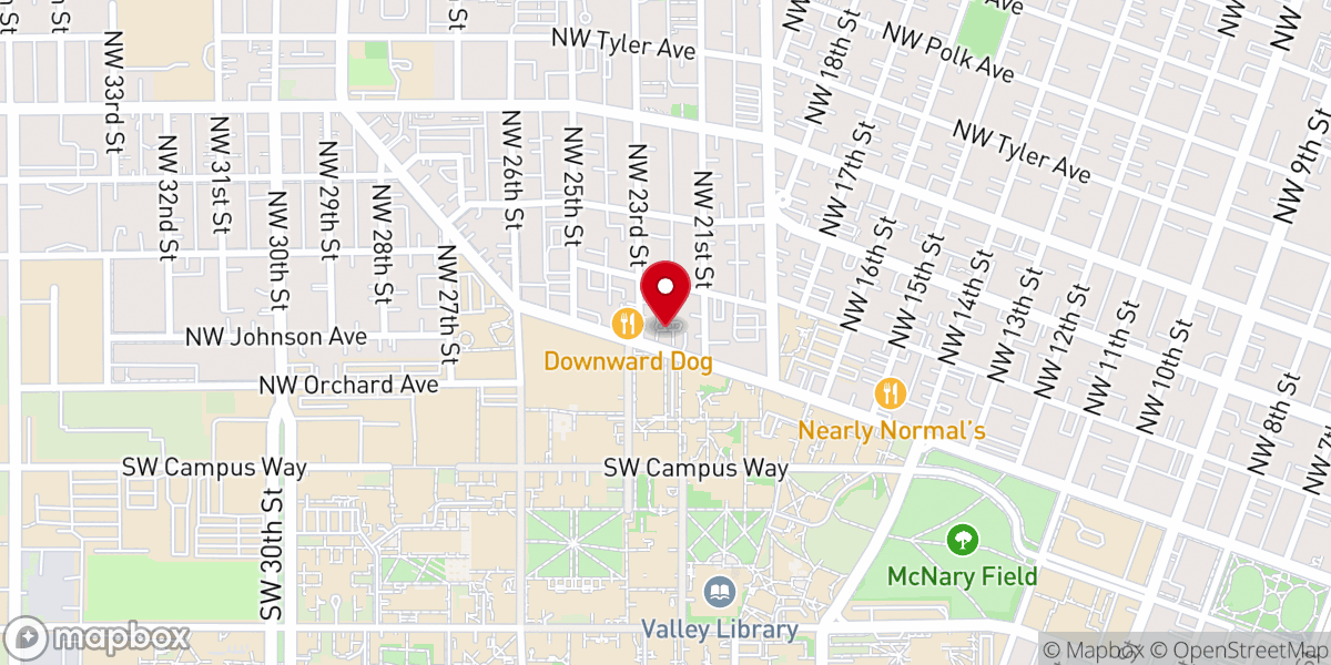 Map showing location of Newman Center at Oregon State University
