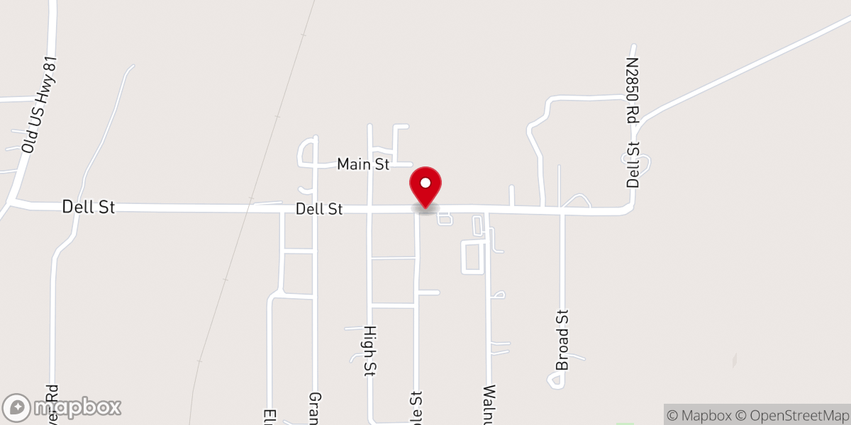 Map showing location of Ninnekah First Baptist Church