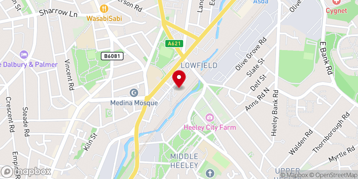 Map showing location of Potter's House Sheffield Church