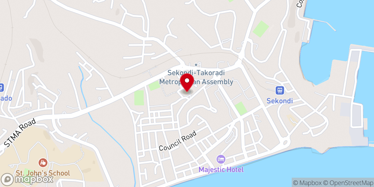 Map showing location of Sekondi Presby Church