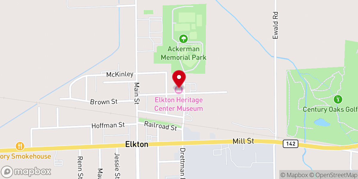 Map showing location of Elkton Area Historical Society