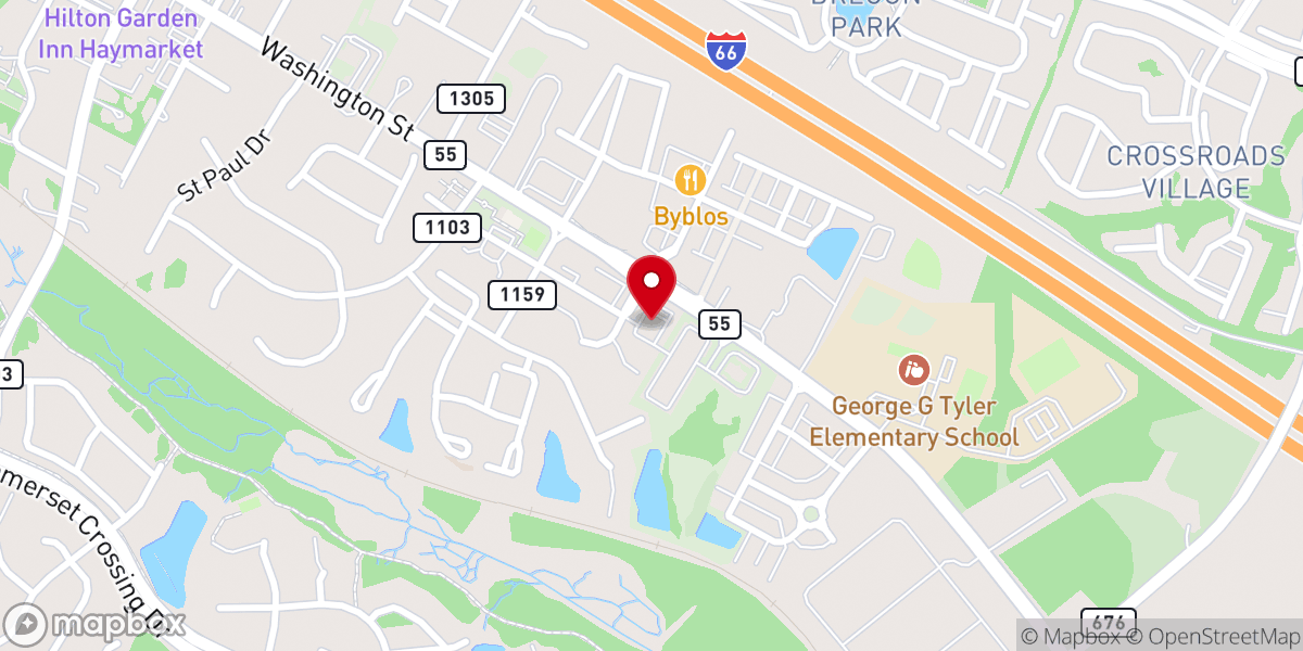 Map showing location of Haymarket Church of Christ