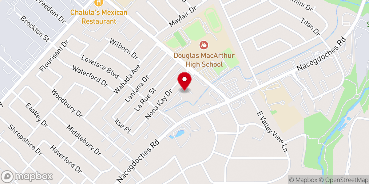 Map showing location of San Antonio Korean Baptist Church