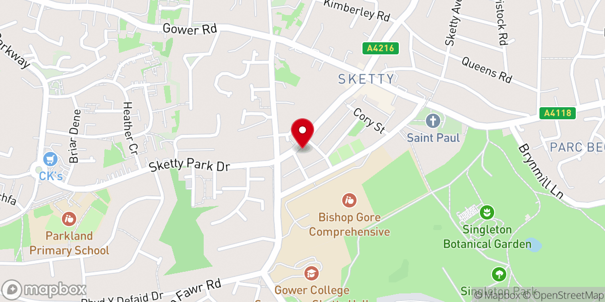 Map showing location of Uniting Church Sketty - Methodist & URC