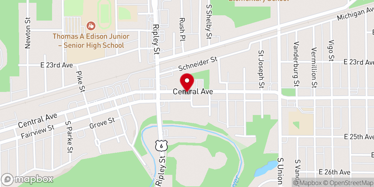 Map showing location of Rees Funeral Home, Brady Chapel
