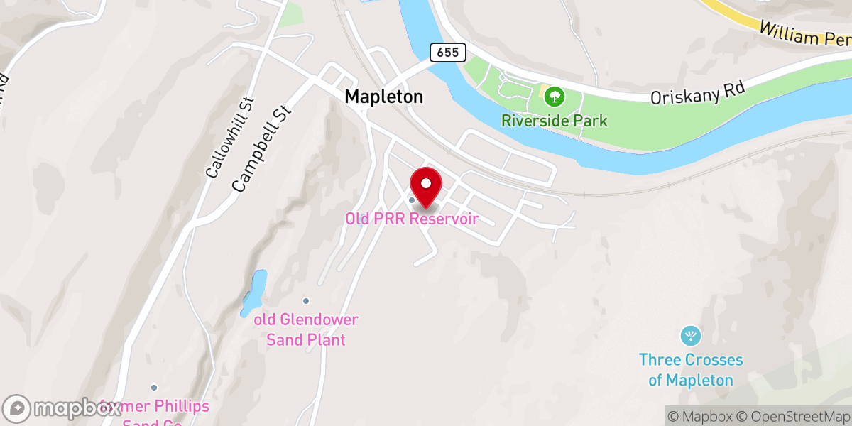 Map showing location of Mapleton Presbyterian Church
