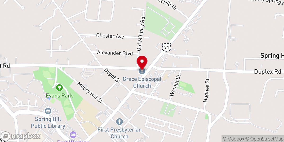 Map showing location of Grace Episcopal Church