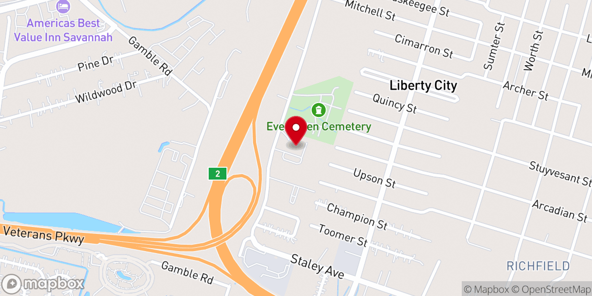 Map showing location of First Jerusalem Missionary Baptist Church