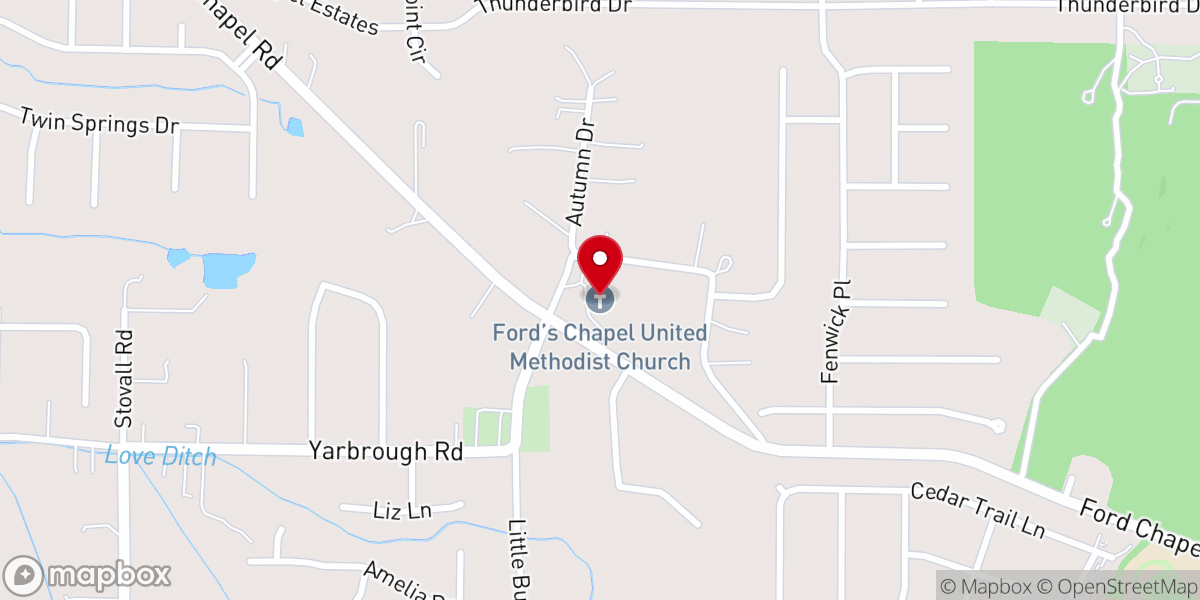 Map showing location of Ford's Chapel Learning Center