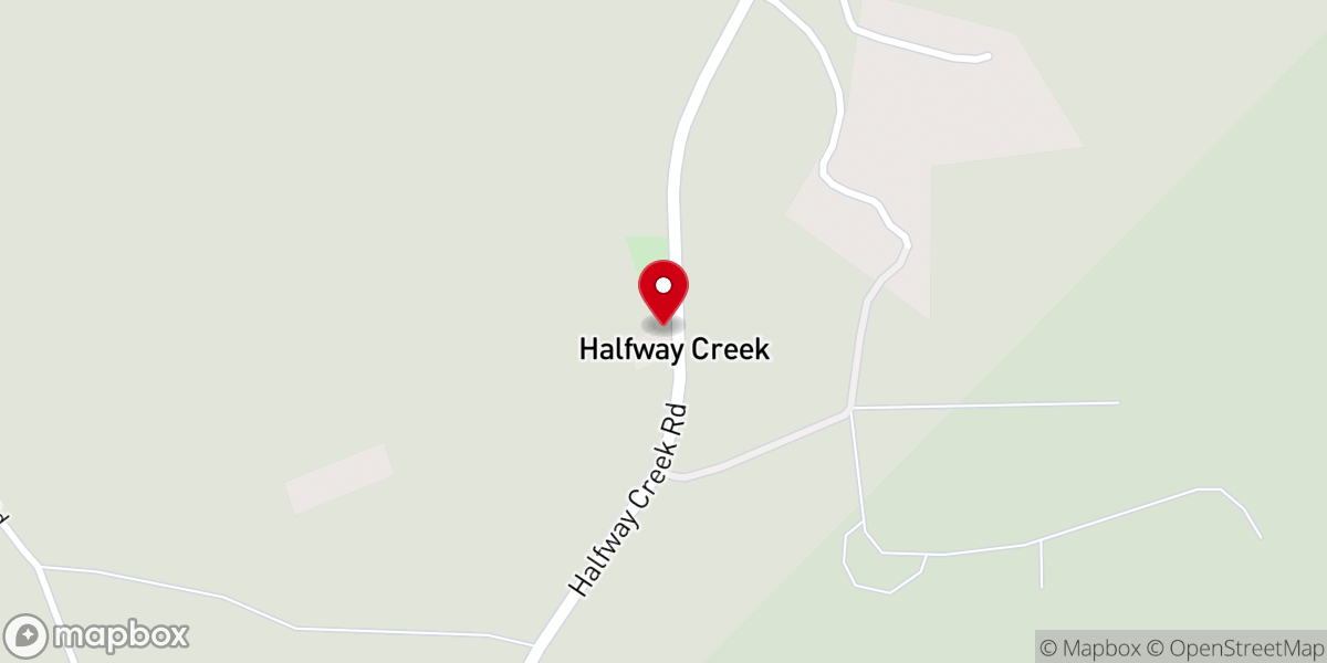 Map showing location of Halfway Creek Church