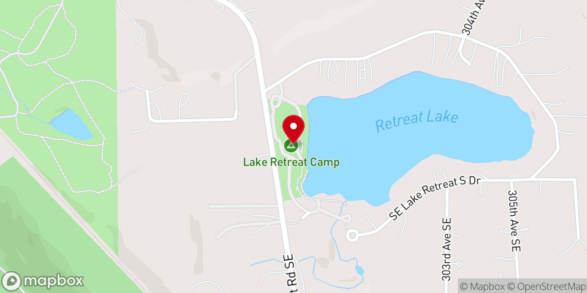 Map showing location of Lake Retreat Camp and Retreat Center