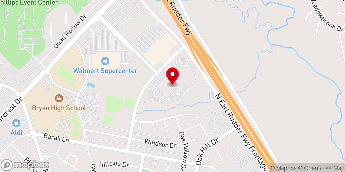 Map showing location of First Baptist Church Bryan