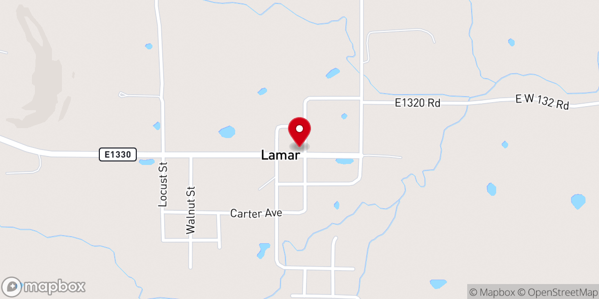 Map showing location of Lamar First Baptist Church