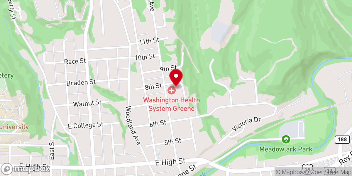 Map showing location of UPMC Greene
