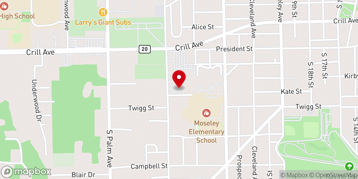 Map showing location of Hope Church