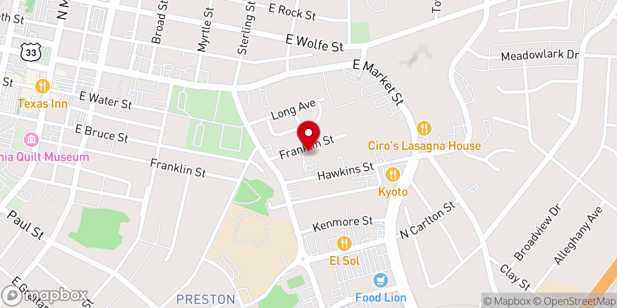 Map showing location of Ridgeway Mennonite Church