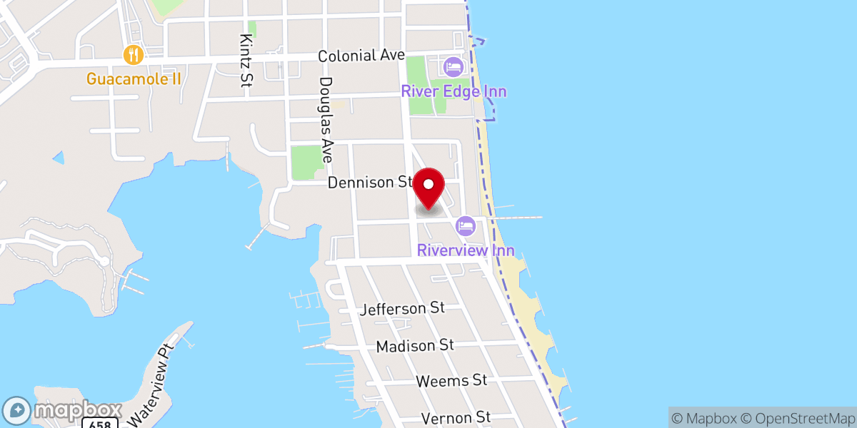 Map showing location of Colonial Beach UMW Opportunity Shop