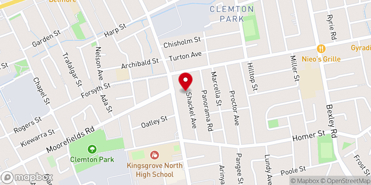 Map showing location of Clemton Park Baptist Church