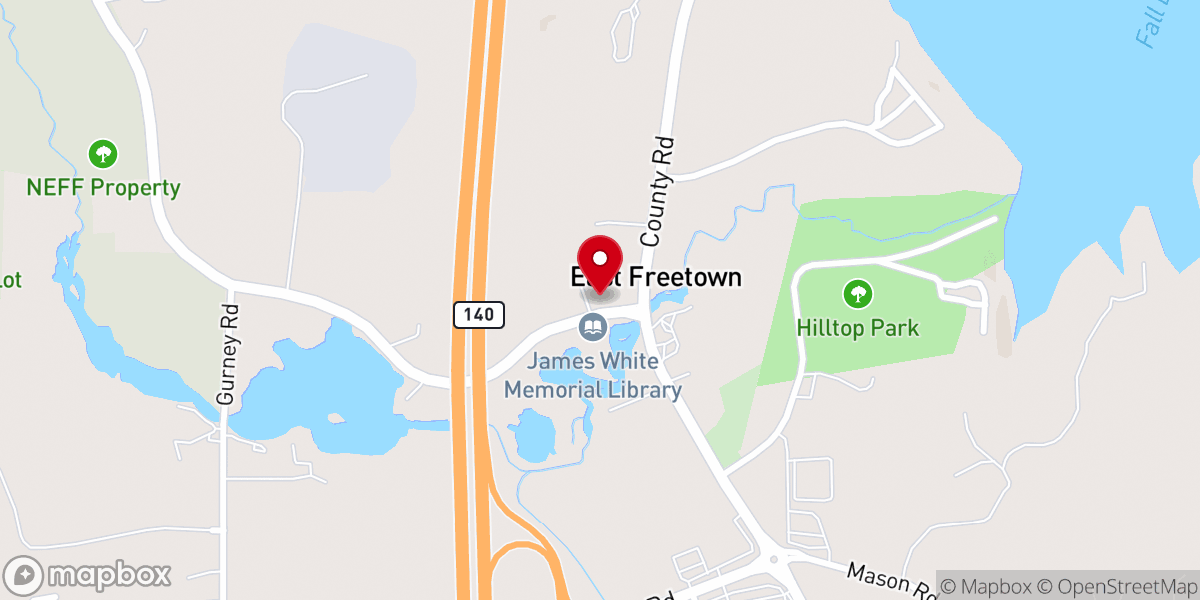 Map showing location of East Freetown Congregational Christian Church