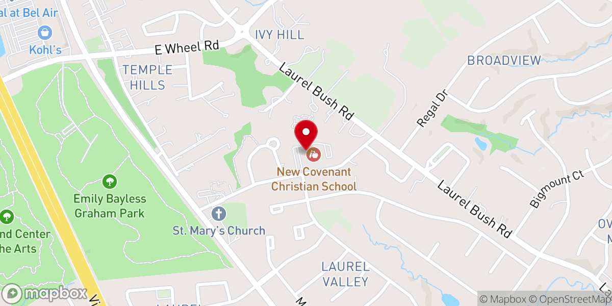 Map showing location of New Covenant Presbyterian Church