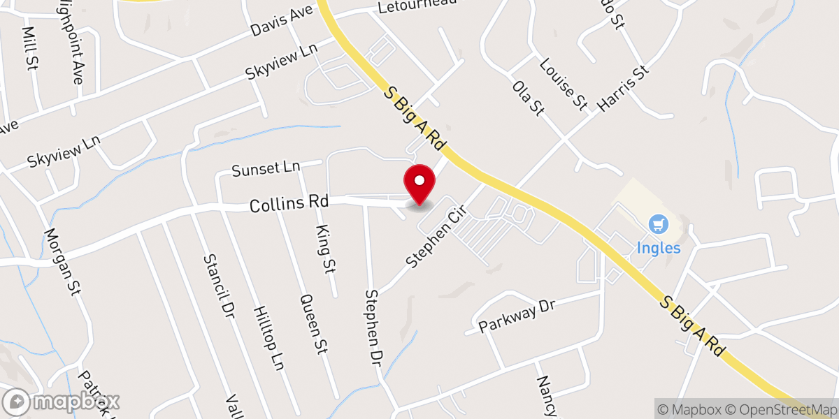 Map showing location of Iglesia de Dios Ebenezer Toccoa,Ga