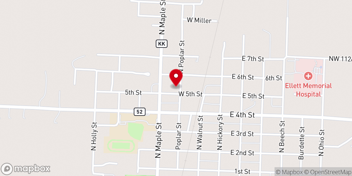 Map showing location of First Baptist Church
