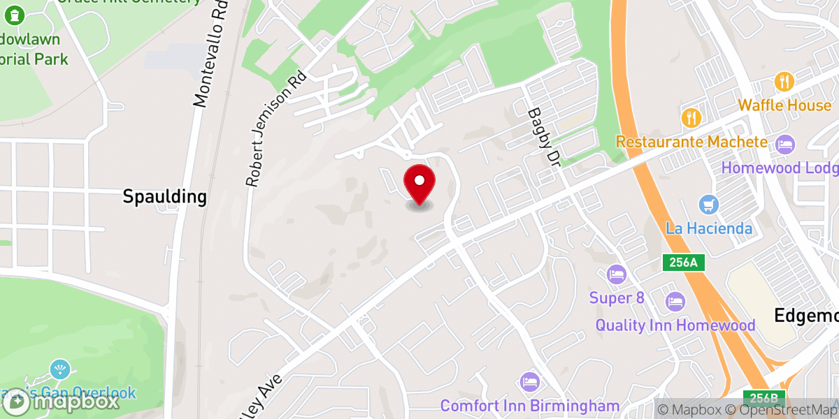 Map showing location of Unitarian Universalist Church of Birmingham