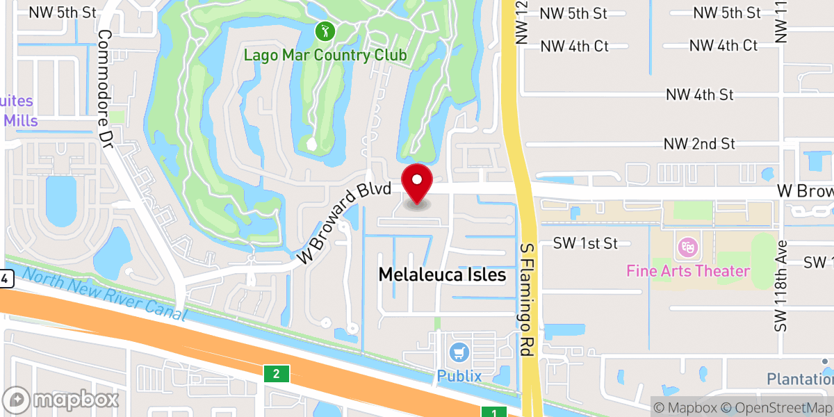 Map showing location of West Broward Church of Christ