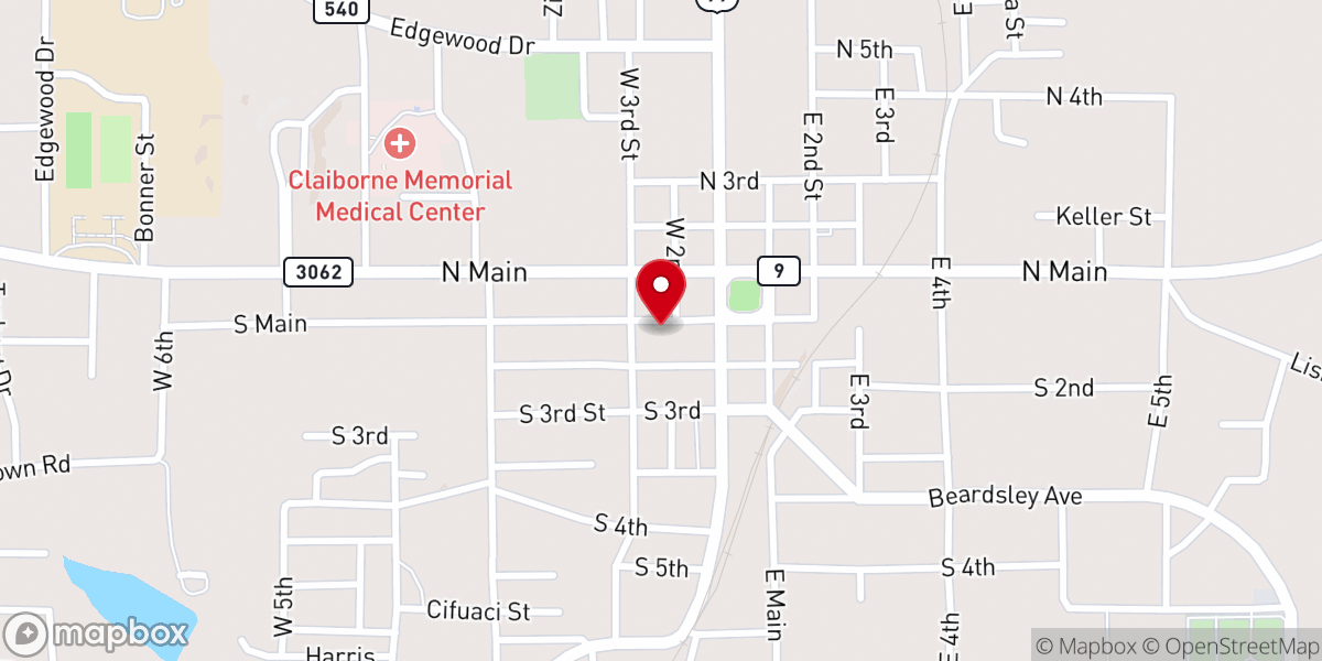 Map showing location of Claiborne Community Services